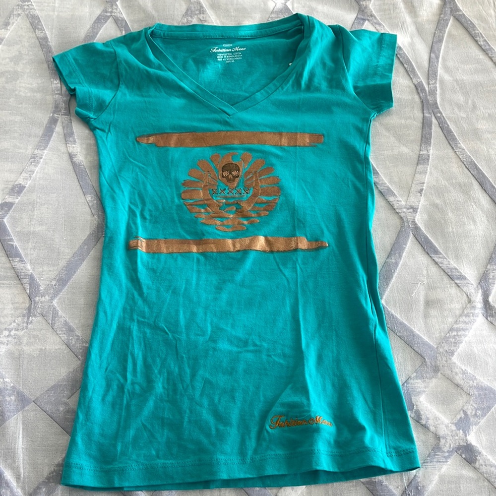 Turquoise blue new t-shirt from Tahiti - Picture 1 of 5